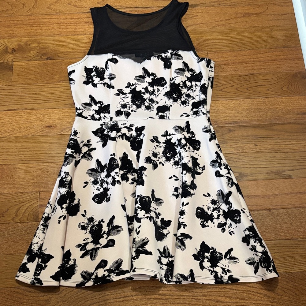 Trixxi Black and Cream Floral Mini Dress